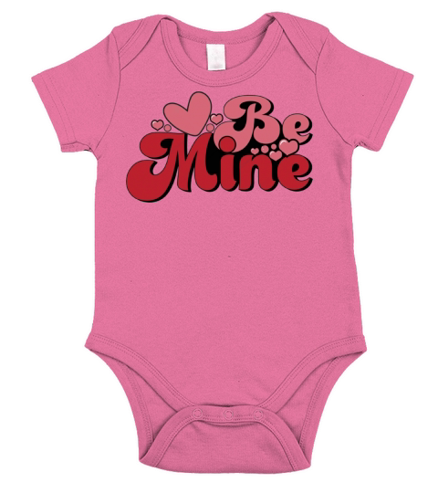 Be Mine Valentines Day Love Retro Quote Short Sleeve Baby One-Piece