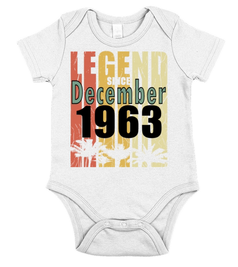 Birth Month December 1963 Vintage Short Sleeve Baby One-Piece