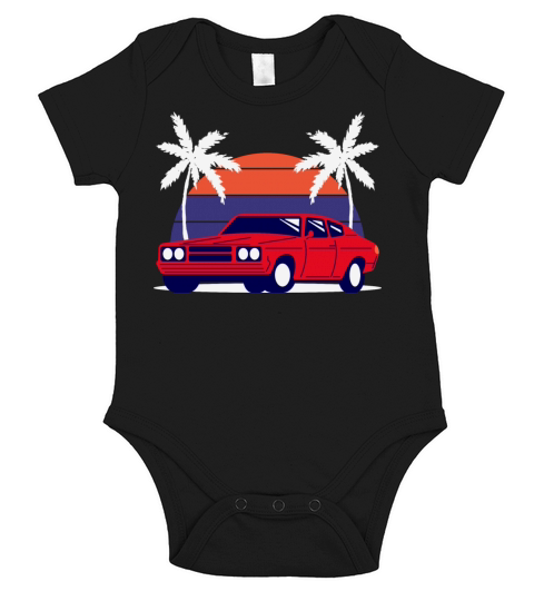 Blue Retro Car Phone Wallpaper sunset Short Sleeve Baby One-Piece