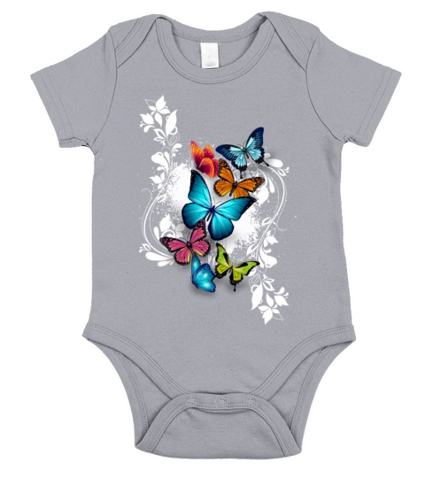 Butterfly Animal Color Colorful Splash Ornaments Short Sleeve Baby One-Piece