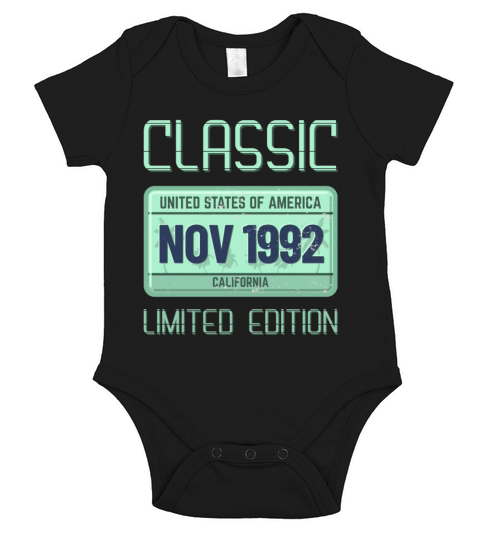 Classic November 1992 Short Sleeve Baby One-Piece