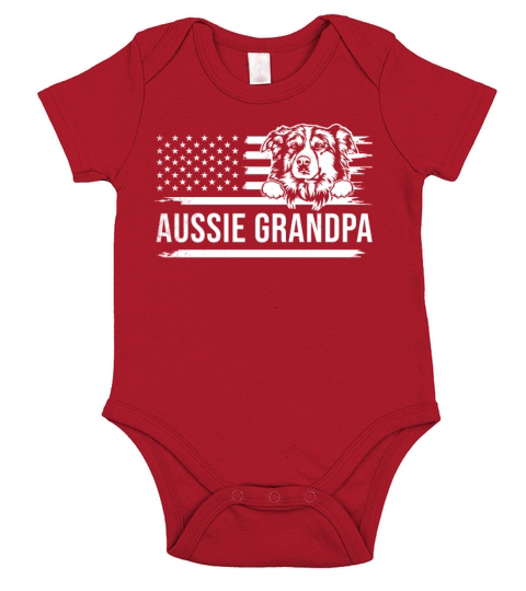 Cute AUSSIE dog vintage america flag art grandpa Short Sleeve Baby One-Piece