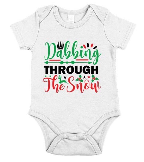 Dabbing Through the Snow Christmas Shirt Short Sleeve Baby One-Piece