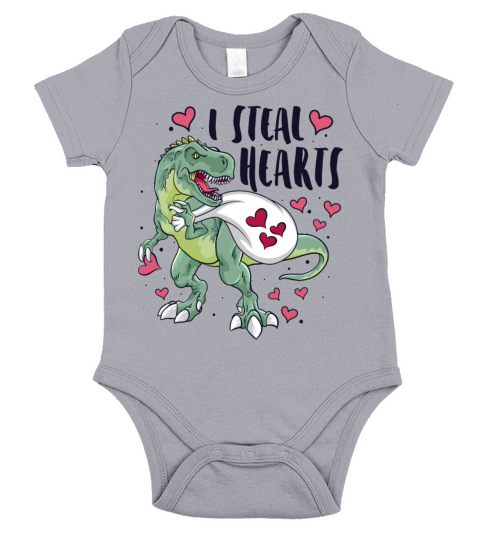 Dinosaur Funny Valentines Day Gift Short Sleeve Baby One-Piece