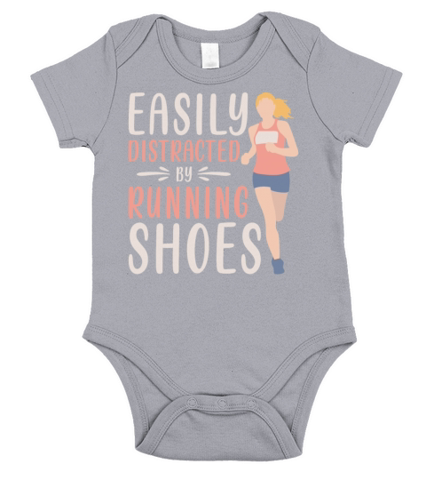 Easily Distracted By Running Shoes - Ironic Short Sleeve Baby One-Piece
