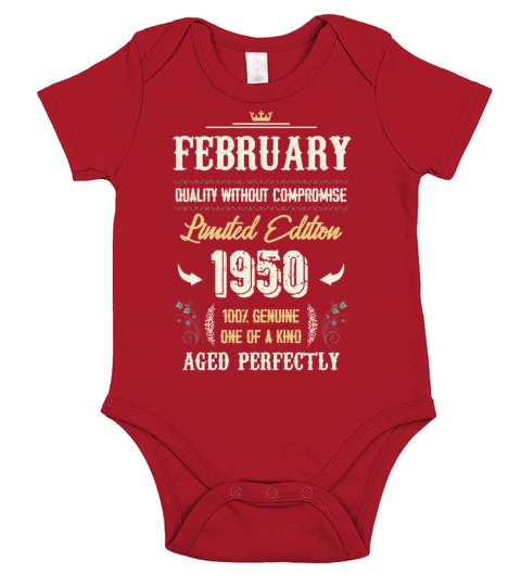 February 1950 Vintage Birthday Present Short Sleeve Baby One-Piece