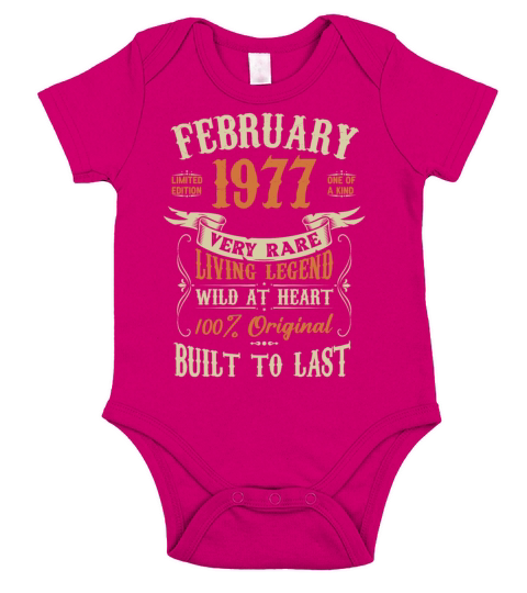 February 1977 Birthday Surprise Short Sleeve Baby One-Piece