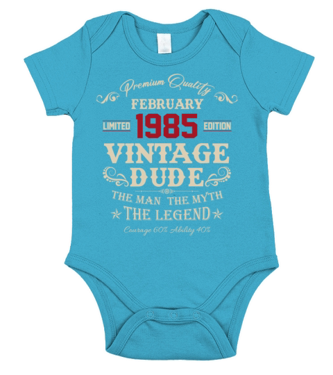 February 1985 Vintage Birthday Present Short Sleeve Baby One-Piece