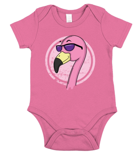 Flamingo with sunglasses Short Sleeve Baby One-Piece