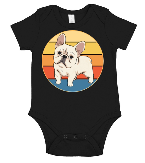 French Bulldog Dog Breed Vintage Retro Sunset Short Sleeve Baby One-Piece