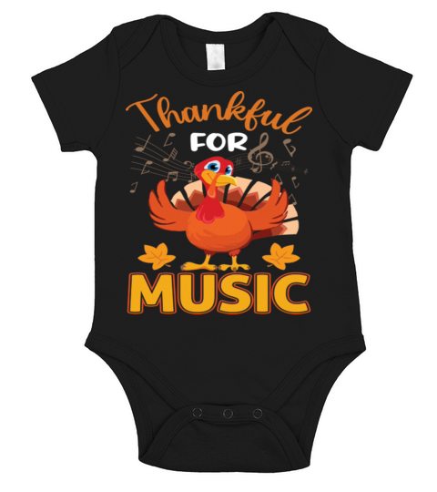 Funny Thanksgiving Thankful Music Short Sleeve Baby One-Piece