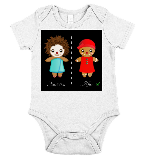 Gingerbread Woman Before-After Short Sleeve Baby One-Piece