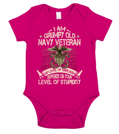 Im A Grumpy Old Navy Veteran Level Of Sarcasm Short Sleeve Baby One-Piece