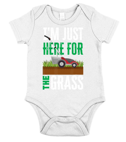 Im Just Here For The Grass Funny Lawn Mower Lands Short Sleeve Baby One-Piece
