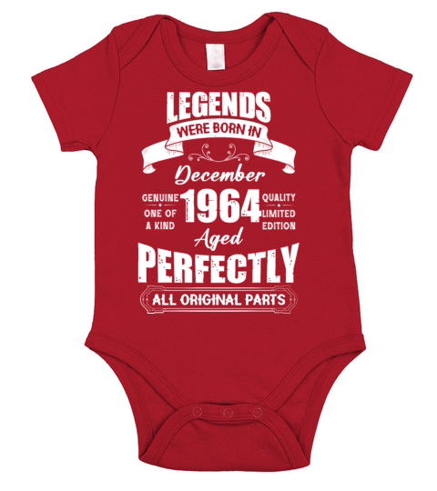 Legends Were Born In December 1964 Birthday Short Sleeve Baby One-Piece