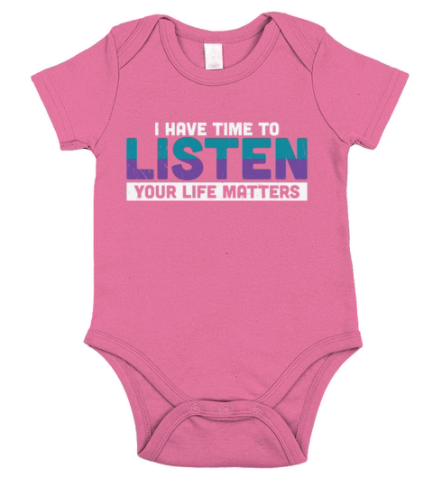 Purple Teal Ribbon I Have Time To Listen Short Sleeve Baby One-Piece