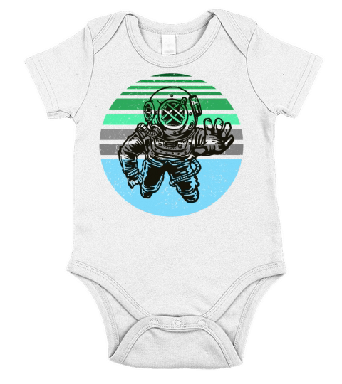 Retro diver diving sport gift idea Short Sleeve Baby One-Piece