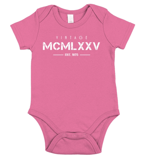 Vintage Born In 1975 Roman Numerals 47th Short Sleeve Baby One-Piece