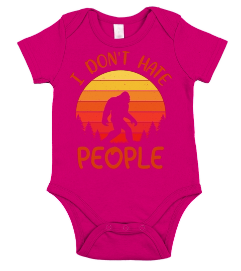 Vintage Retro sunset I Dont Hate People Bigfoot Short Sleeve Baby One-Piece
