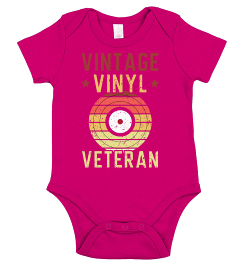 Vintage Vinyl Veteran Music Lover Record Collector Short Sleeve Baby One-Piece