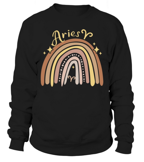 Cute Aries Star Sign Zodiac Bohemian Boho Rainbow Sweatshirt Unisex