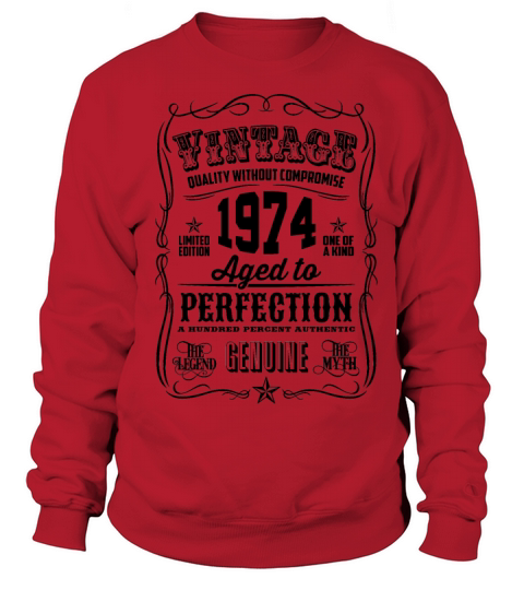 Vintage 1974 Aged to Perfection Black Print Sweatshirt Unisex