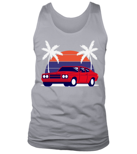 Blue Retro Car Phone Wallpaper sunset Tank Top Unisex