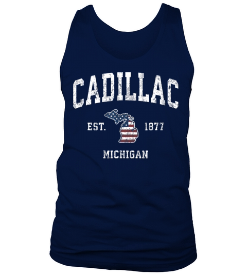 Cadillac Michigan MI Vintage American Flag Sports Tank Top Unisex