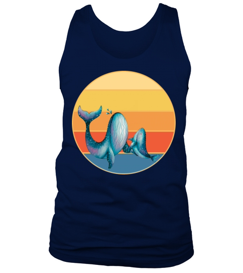 Cute Kawaii Whale Retro Sunset Vintage Ocean Tank Top Unisex
