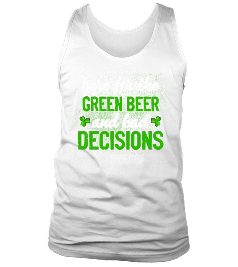 Green Beer and Bad Decisions Funny Pattys Day Tank Top Unisex
