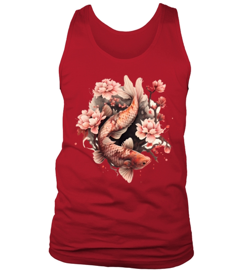 Koi Carp Cherry Blossom Fish Japanese Graphic Tank Top Unisex