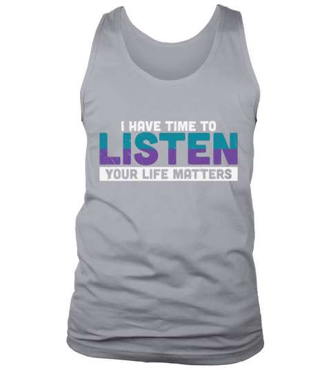 Purple Teal Ribbon I Have Time To Listen Tank Top Unisex