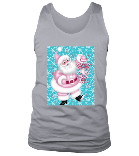 Merry Christmas Vintage Pink Santa Claus Tank Top Unisex