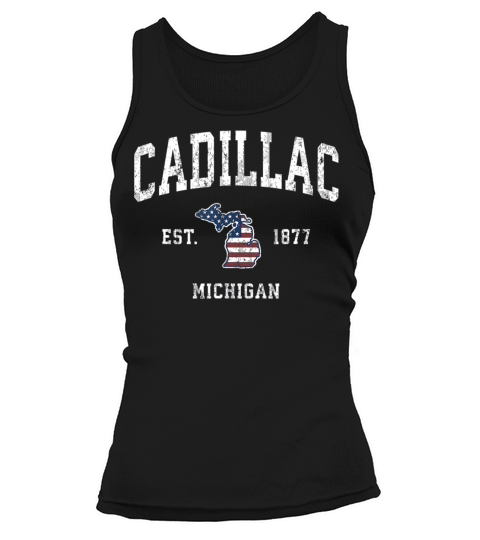 Cadillac Michigan MI Vintage American Flag Sports Tank top Woman
