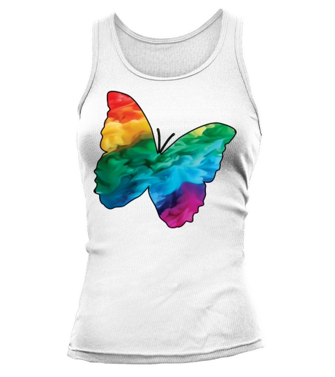 Colorful Rainbow Butterfly With Smoke And Fog Tank top Woman