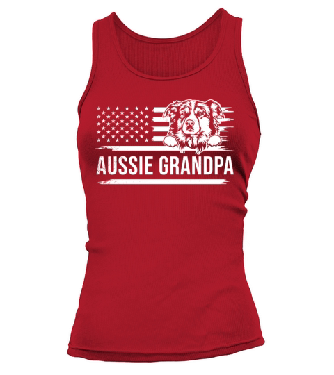 Cute AUSSIE dog vintage america flag art grandpa Tank top Woman