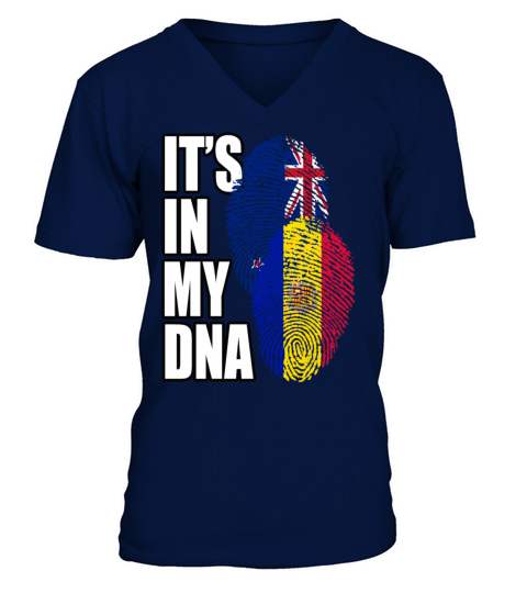 Andorran And New Zealand Mix Heritage DNA Flag V-Neck T-shirt