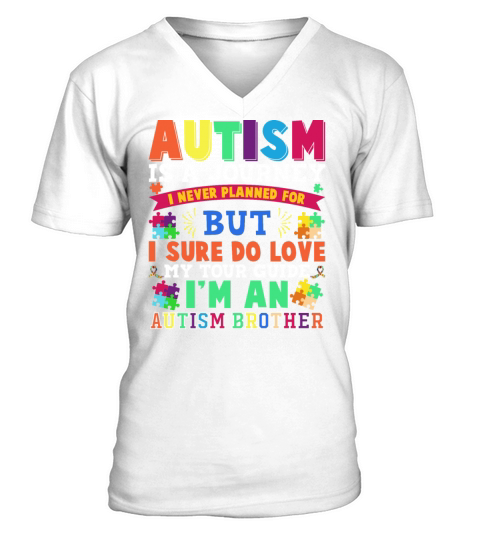 Autism Brother Autism Awareness Cute Autism Is A J V-Neck T-shirt