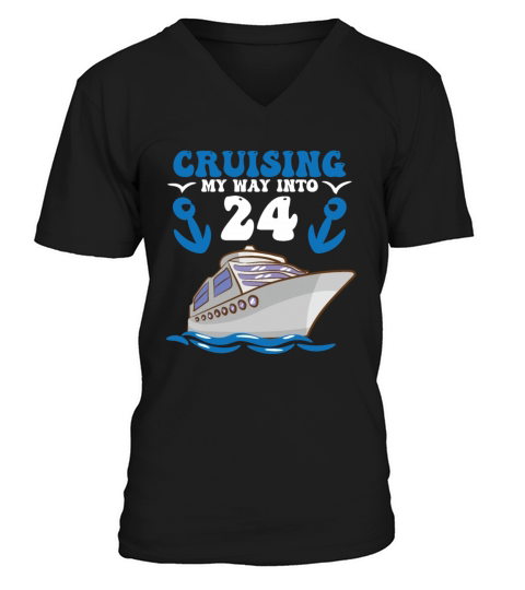 Birthday Cruising My Way Into 24 V-Neck T-shirt