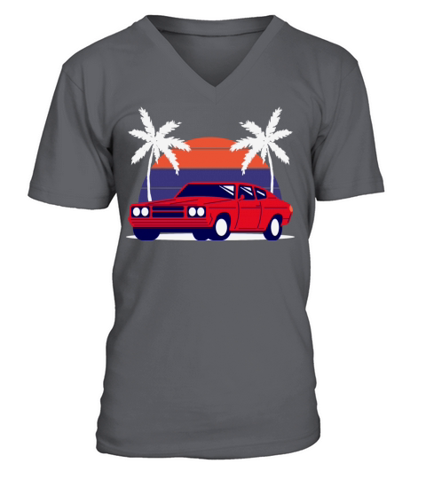 Blue Retro Car Phone Wallpaper sunset V-Neck T-shirt