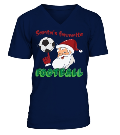 Christmas Sport Santas Favorite Soccer V-Neck T-shirt