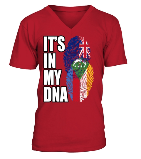 Comoran And New Zealand Mix Heritage DNA Flag V-Neck T-shirt