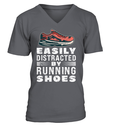 Easily Distracted By Running Shoes - Ironic V-Neck T-shirt