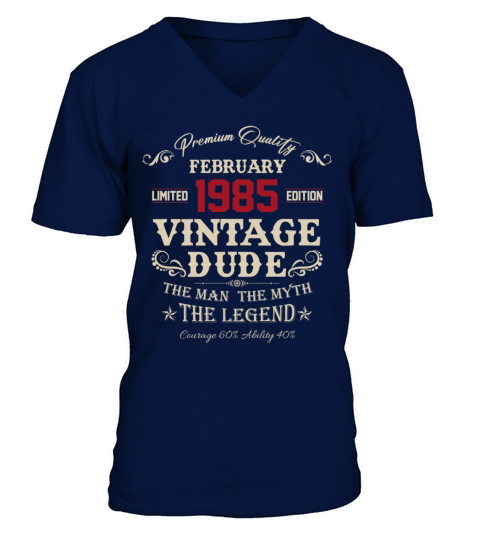 February 1985 Vintage Birthday Present V-Neck T-shirt
