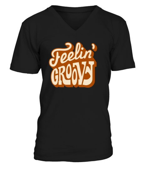 Feelin Groovy Vintage Lettering V-Neck T-shirt