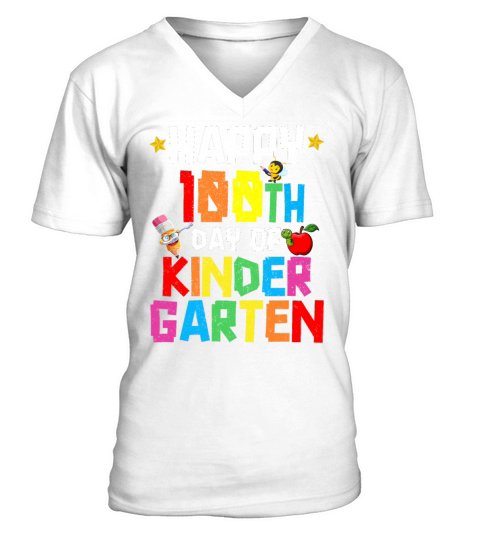 Happy 100th Day of Kindergarten V-Neck T-shirt