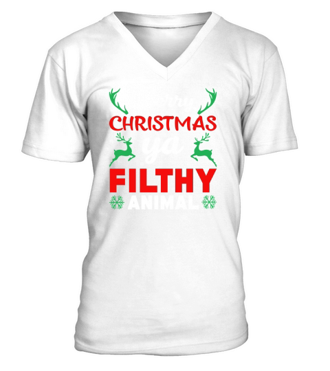 Merry Christmas ya Filthy Animal V-Neck T-shirt