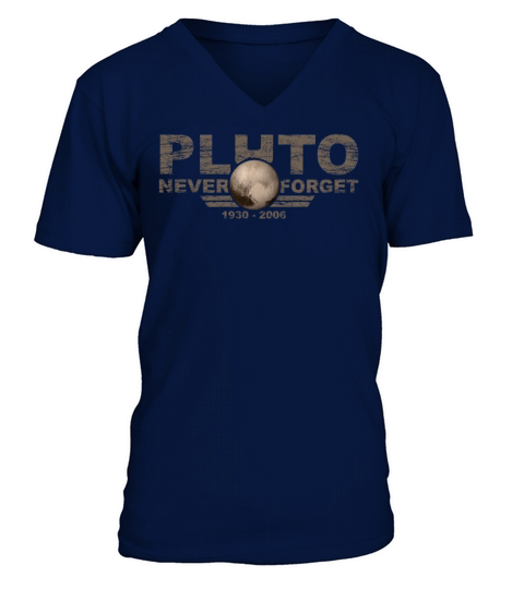 Never Forget Pluto Design Retro Style Funny Space V-Neck T-shirt