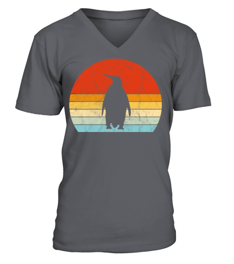 Penguin Vintage Sunset Retro Cute Womens Penguin V-Neck T-shirt