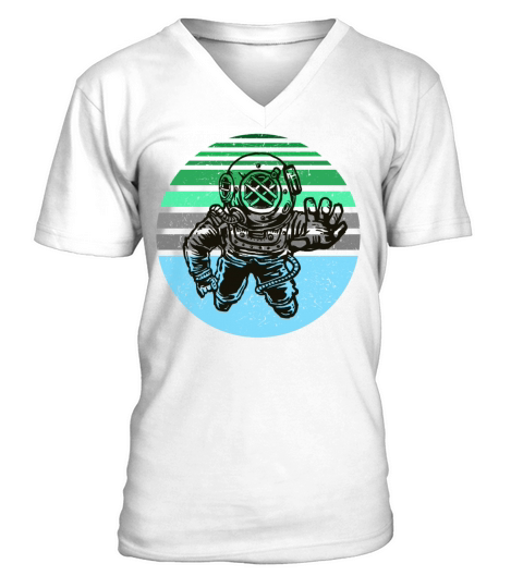 Retro diver diving sport gift idea V-Neck T-shirt